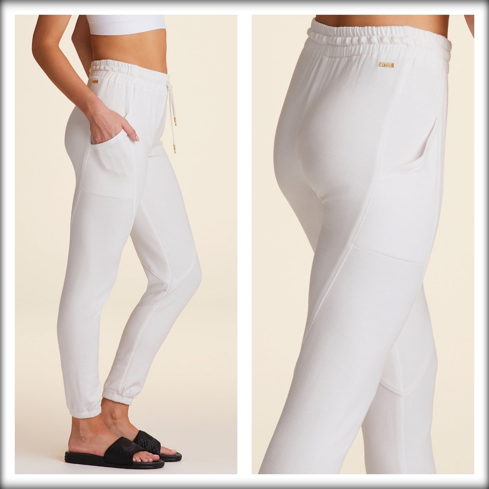 Alala Off Duty Slim High Rise Sweatpants In Bone NWT Size Large $145